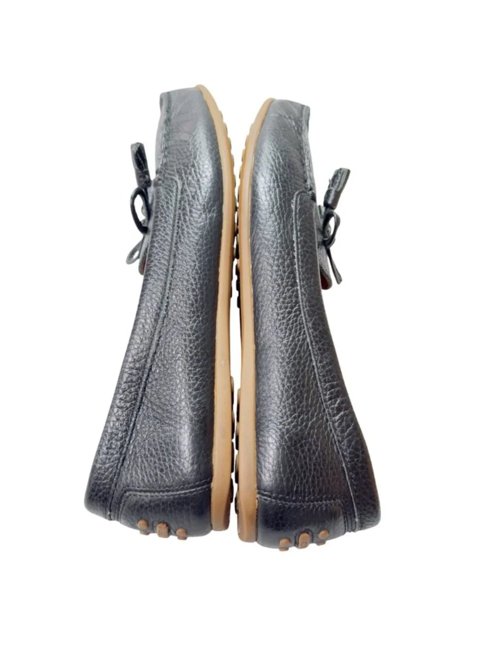 Coach Leather Womens Tassel Loafers Black Slip-On Shoes Rubber Sole Size 9B